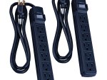 6-Outlet Surge Protector Strip, 3 foot, 2 Pack