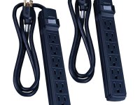 6-Outlet Surge Protector Strip, 3 foot, 2 Pack