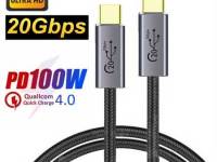 USB-C Male to Male Cable, Type 3.2, 20Gbps, PD100W